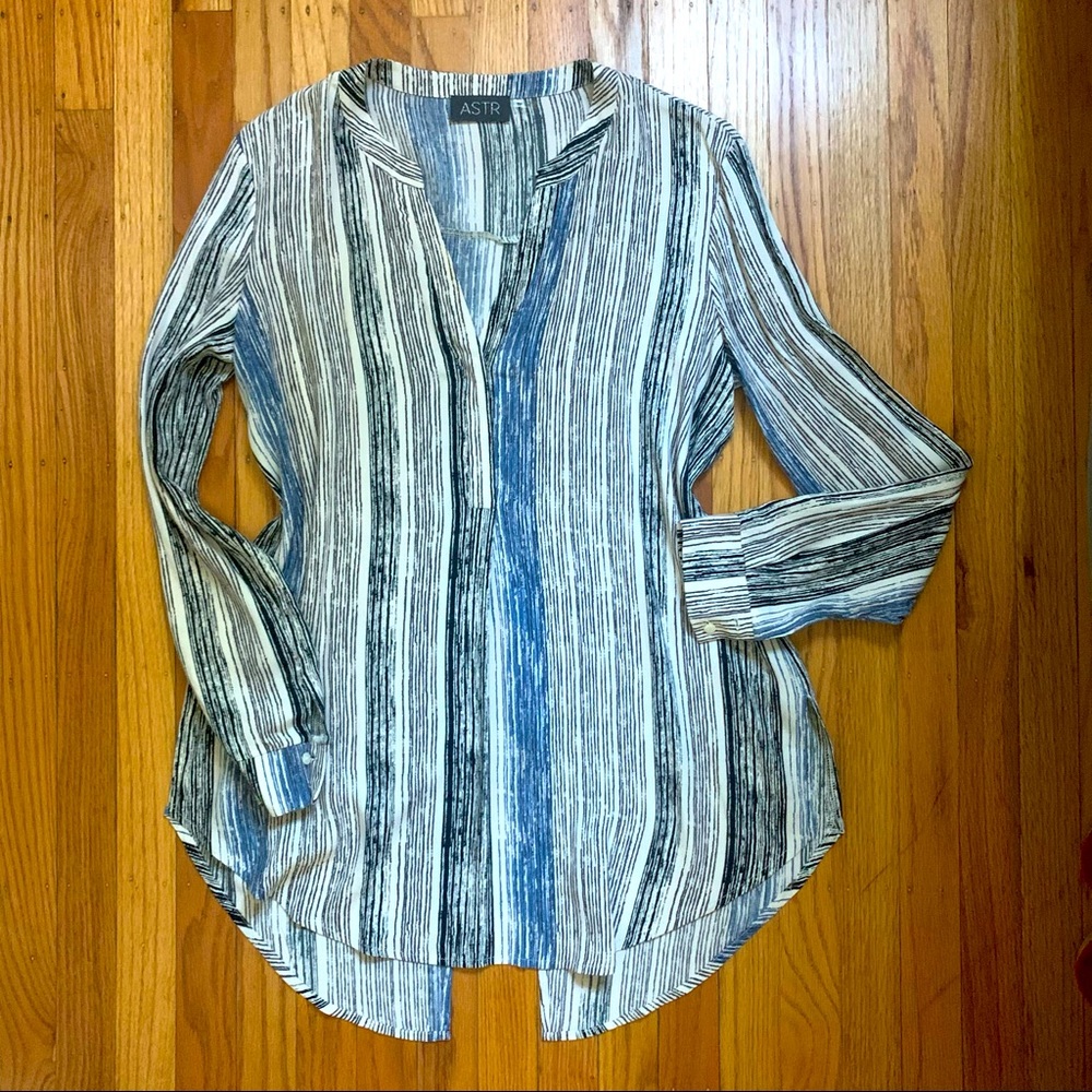 ASTR Blue black stripe tunic Small